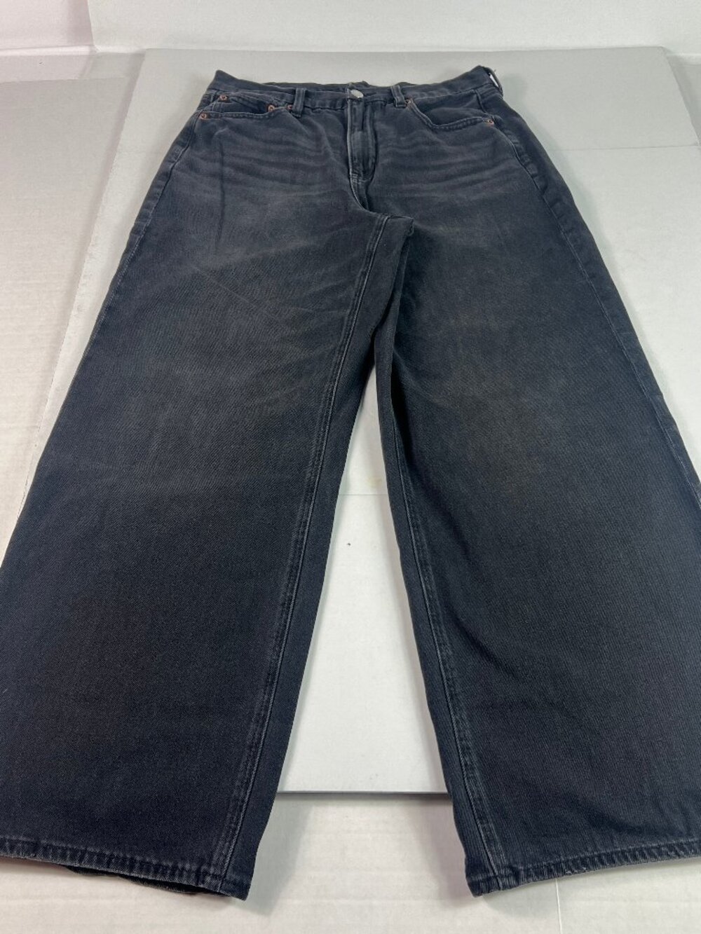 American Eagle Jeans Women's 29x27* High Rise Baggy Straight Black Denim Tag 10S